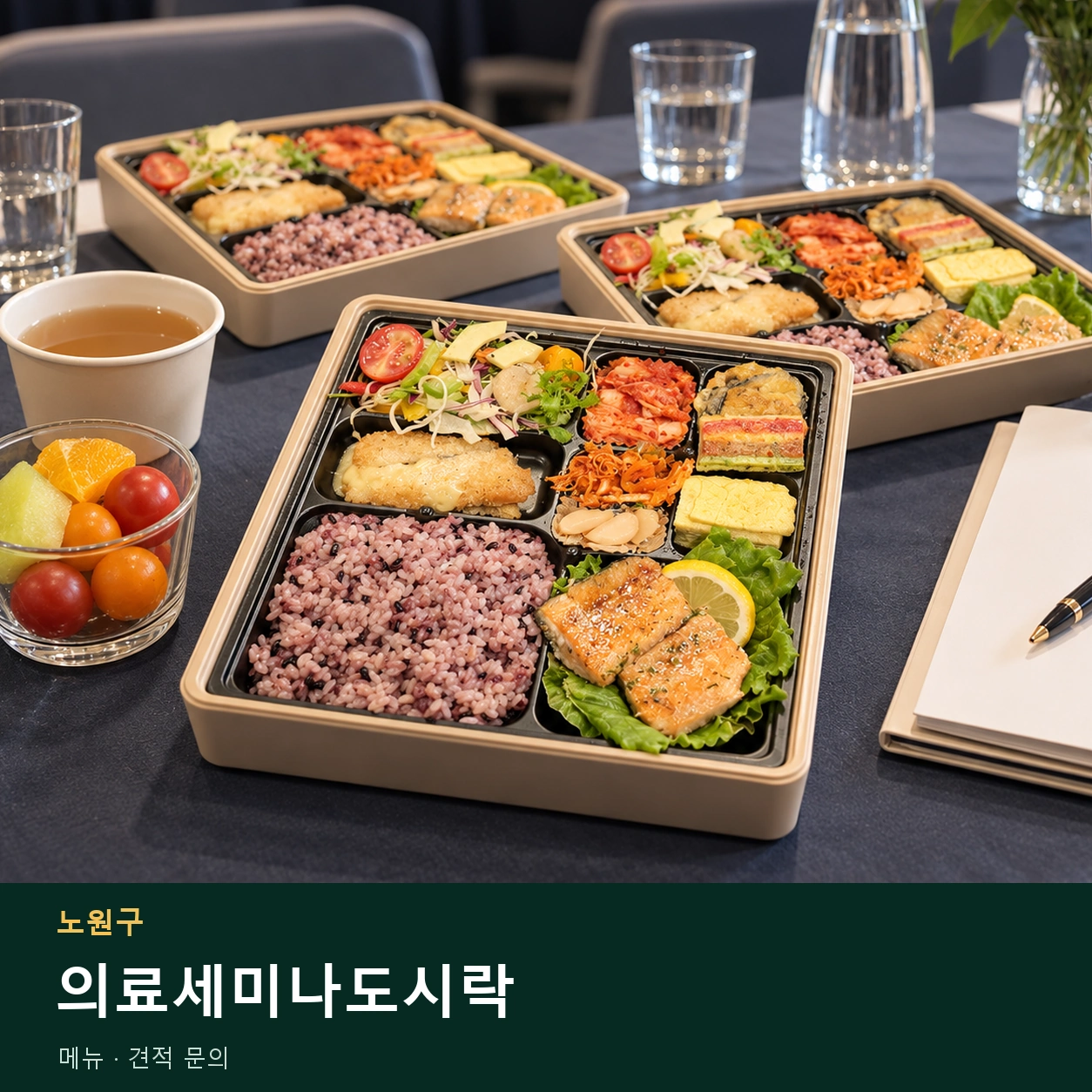 노원구 의료세미나도시락 메뉴와 주문 목적 안내 이미지