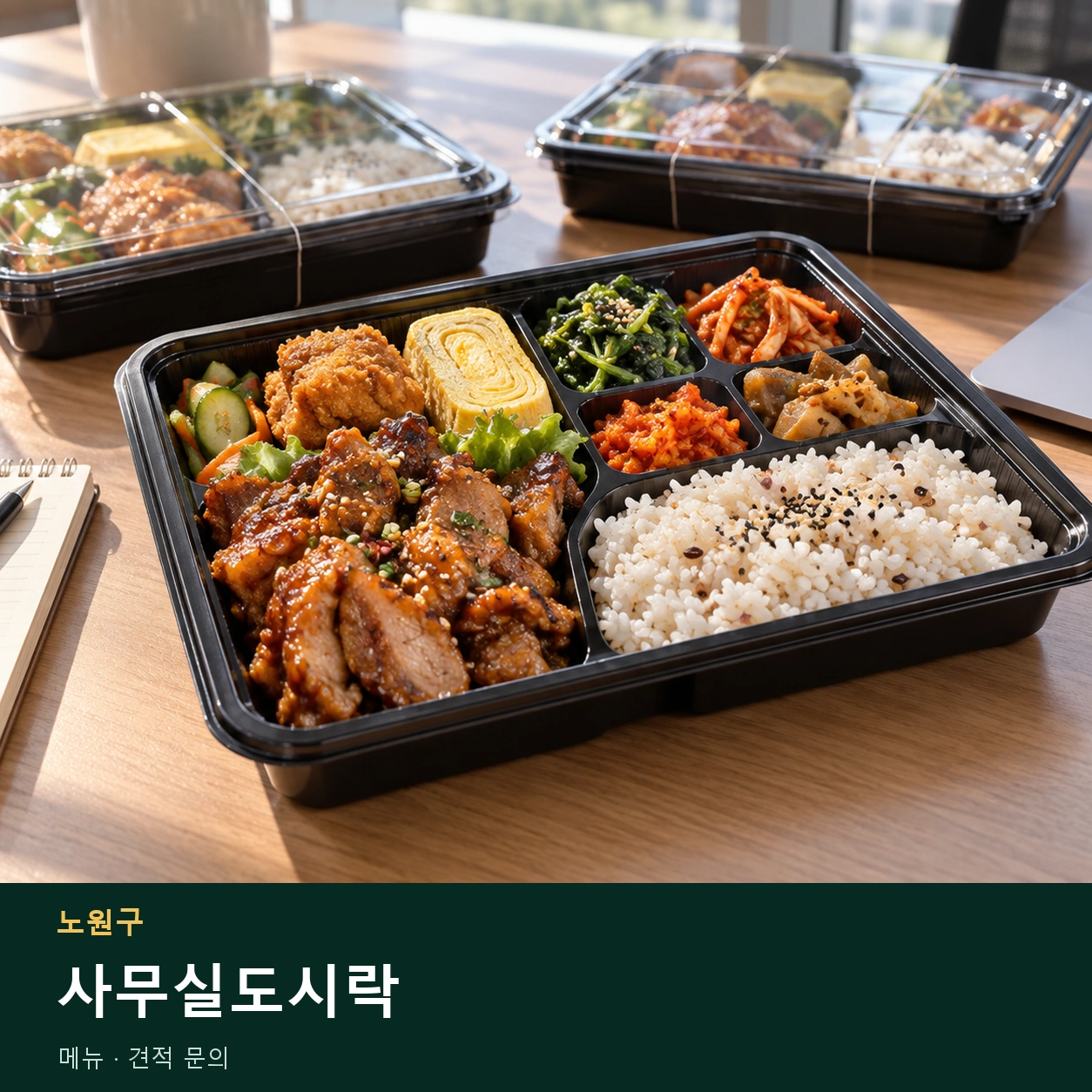노원구 사무실도시락 메뉴와 주문 목적 안내 이미지